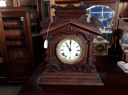 19thc,c,1880 Oak case mantle clock