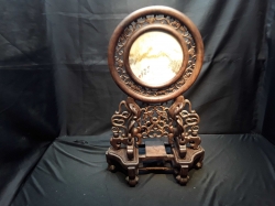 A Chinese Wooden Screen With Marble Small Size 35x53cm