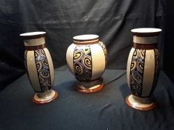 A set of 3 Belgian Auguste mousin wasmuel old vases very rare in this condition
