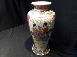 A Tall very Elegant Satsuma Vase Hand painted & Gilt Embossed with japanese Ladies
