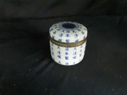 An old Blue&white Porcelain & bromze Baluster lidded Jar