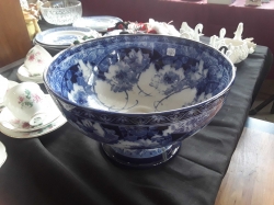 Royal Doulton c1860 flow blue large Bolw some damage