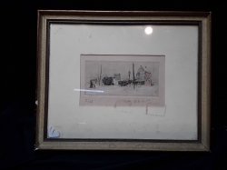 Jaques gorus, winter, handgekleude ets in frame