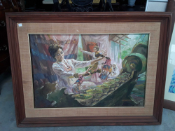 Oil painted with frame 100x80cm