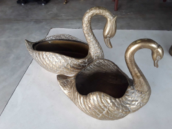 A pair of brass Swan