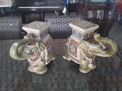 Very nice pair of ceramic elephant stands