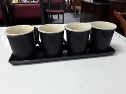 Set of Four Guinness toucan coffee mugs with tray
