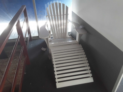 Teak Adirondack with stool white