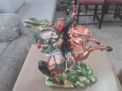 A large Chinese rearing horse & men warrior ornament