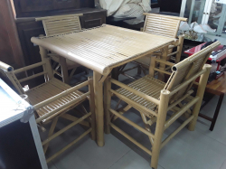 Bamboo table with 4 bamboo Chairs