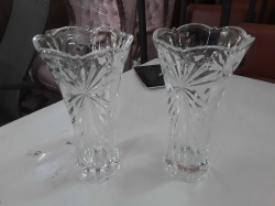 A new pair of 24cm Crystal cut vases