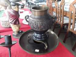 Chinese Bronze Vase with Bronze Stand