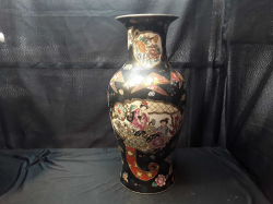 Large Chinese painting black vase chip on rim