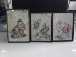 1x Antique Japanese painting and 2x Chinese painting
