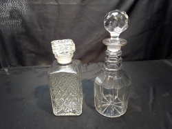 A lovely pair of Crystal heavy cut glass spirit decanters