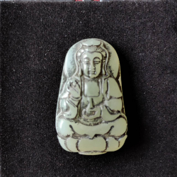 Guanyin goddess carved jade pendant