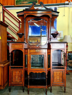Rose wood with inlay victorain display cabinet 35x140cm