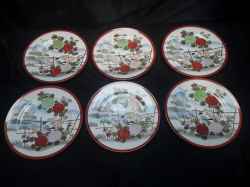 A set of six Matching vintage Kutani Japanese 19Cm side plates all in perfect condition stamped to base