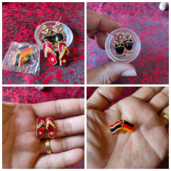 2 pairs of crystal pins and Flag pin