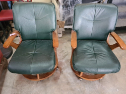 2 Very comfortable lounge chairs with full swing and real leather ( 6 more if Required )