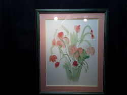A 67x55cm water colour painting of flowers in A vase beautifully framed & stamped
