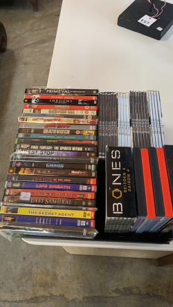 A box of 50 + DVDs