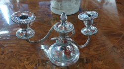 English Silver Plate Candelabra, BARKER-ELLIS of Birmingham, double arms gadroon and bead pattern C.1920