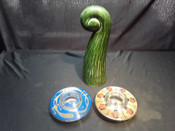 Pair of candle holder and Green Decoration