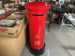 Large Red English post box with 2 keys in office