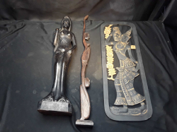 3x wooden carved