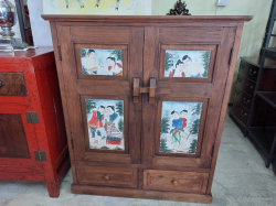 TeakWood cabinet painting Thai style 54x102x120cm