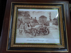 Print of a 1904 Mercedes touring car in a beautiful frame