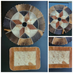 A Star Cowhide Rug Round dia. 70 cm and a retangular cowhide place mat
