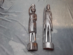 An old pair of hand carved masai hardwood Lady & Man figurines