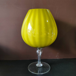 A beautiful vintage large Italian green glass brandy snifter vase H.36 cm.
