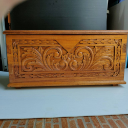 A wooden carved Treasure chest (65*29 cm. H.32 cm.)