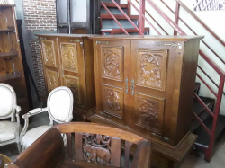 A pair of oak sideboard