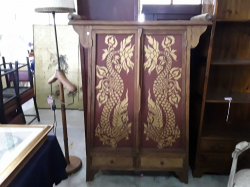 Wooden Cabinet dragon painted size 43x112x152cm