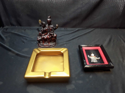 Gold plated ashtray Thai figure two