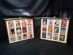 Two framed MAD magazine trading cards displays