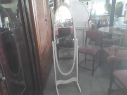 A vtg. White standing mirror