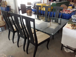 Large Glass dining table with 6 Chairs