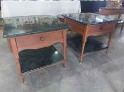 Pair of bedside table with double top marble and draws