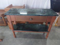 1 double marble top table and draws