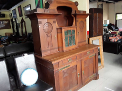 Large and heavy wooden antique cabinet 75x150x200cm