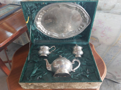 Silver plated tea set with box