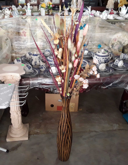 Tall wooden vase with Flowers 