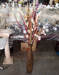 Tall wooden vase with Flowers