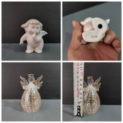 A Cupid Nao figure and an angle Art glass figure