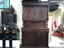 A Wooden Carved large Dark Cabinet 